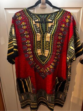 TRUE ROCK Unisex FREE SIZE Africa inspired top ptp:28 nwot orange